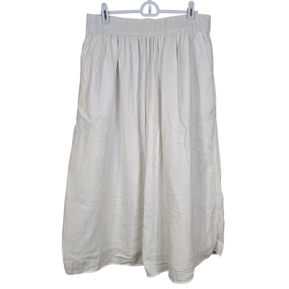Talbots White Gauze Midi Skirt with pockets